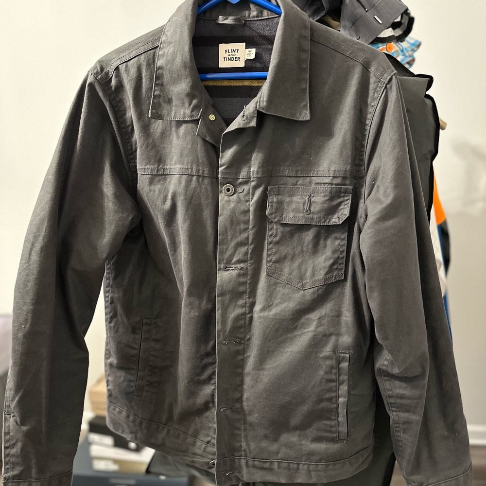 Flint and Tinder - Flannel-Lined Waxed Trucker Jacket - Coal - Medium